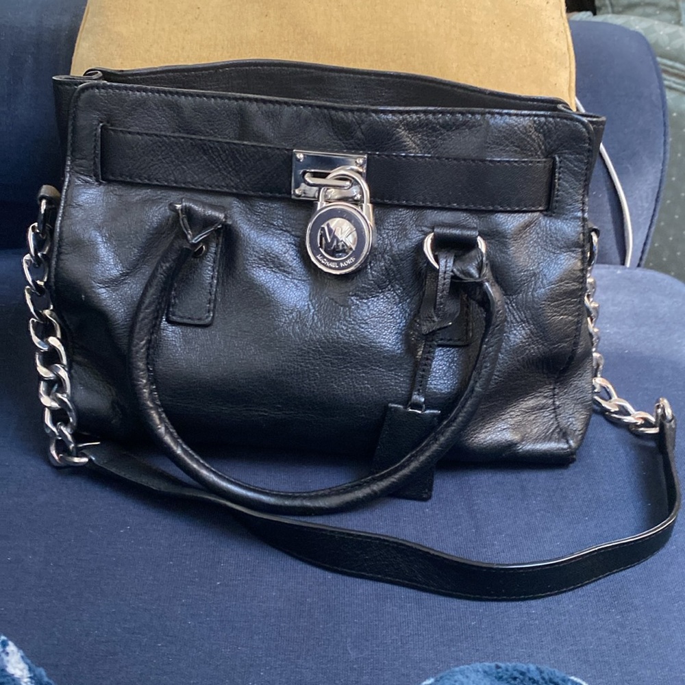 MICHAEL by Michael Kors Small Hamilton Satchel with Silver Trim Padlock and Key
